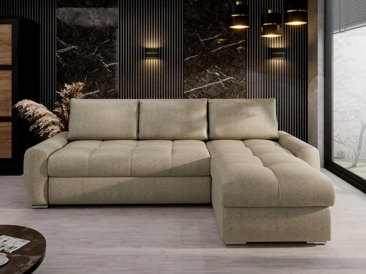 ECKSCHLAFSOFA Lunar Schlafsofa mit Bettkasten, Cappuccino - Cappuccino, Holz (237/166cm) - Panda Möbel