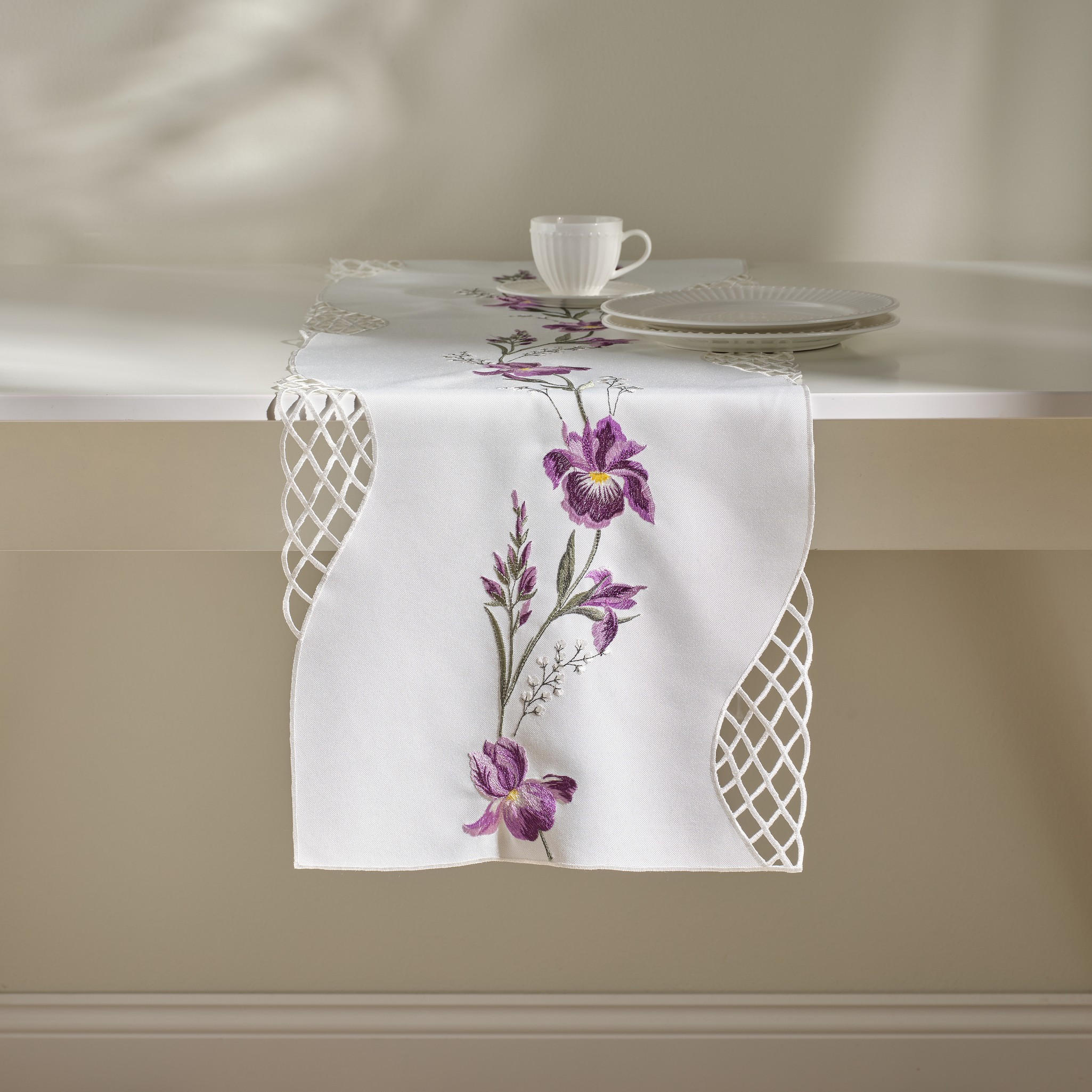TISCHLÄUFER Luya - Violett, Textil (174/35/1cm) - home&you