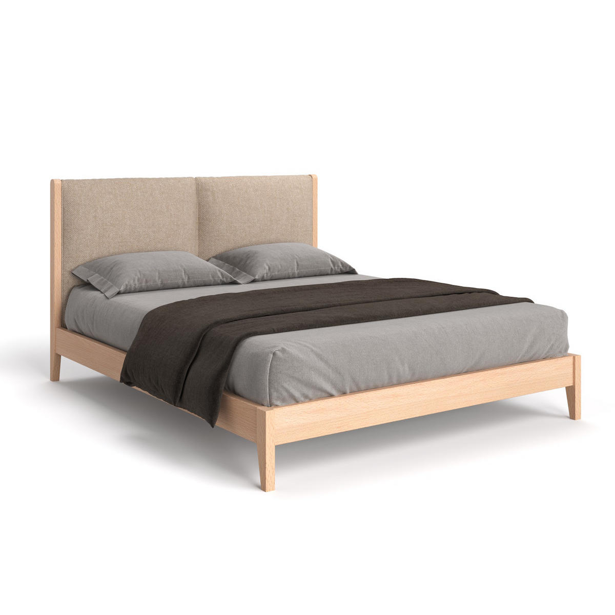 MASSIVHOLZBETT Vena aus Buche 200x220 cm, Storm 06 - Beige/Buchefarben, Holz (200/220cm) - Danzz