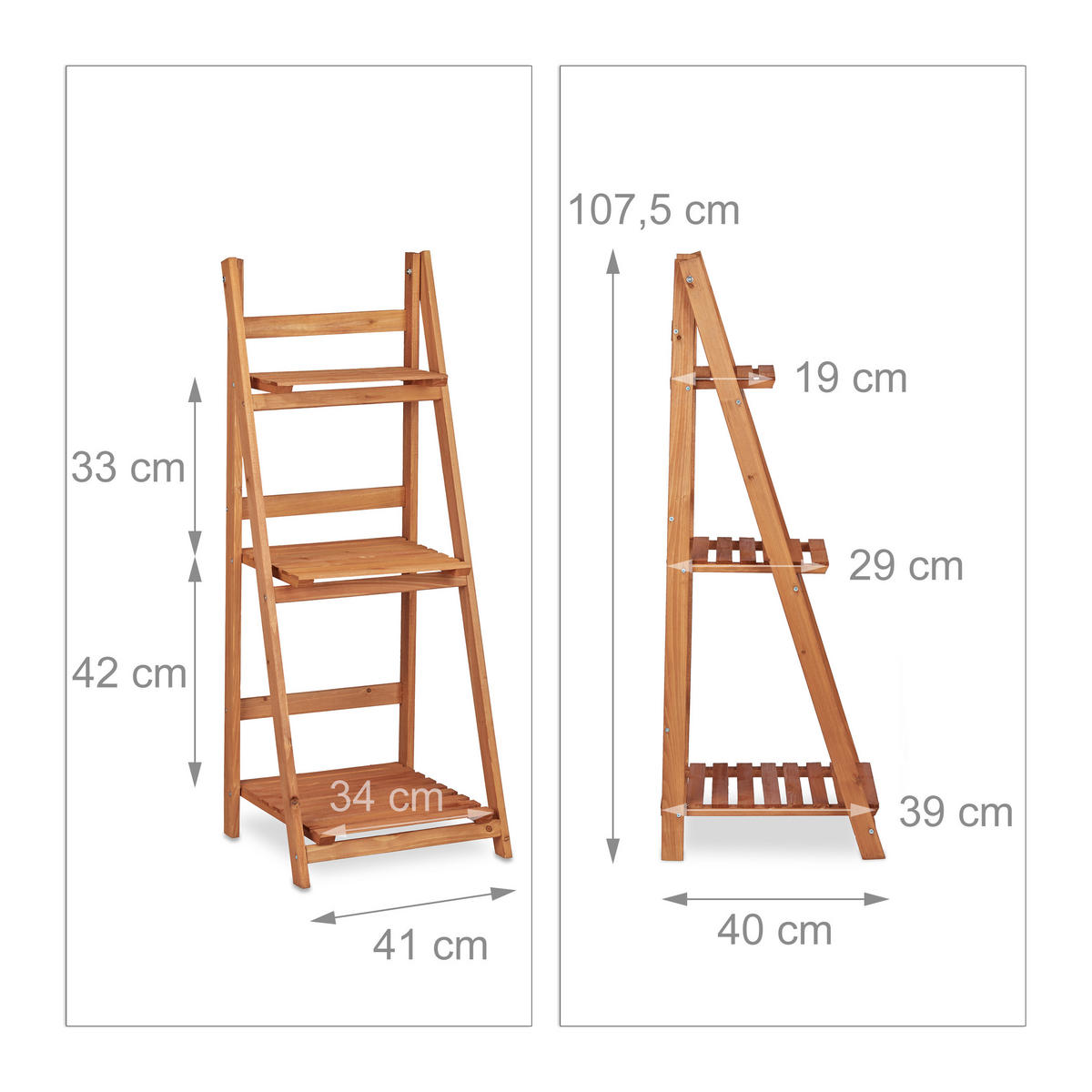 BLUMENTREPPE - Hellbraun, Holz (41/107.5/40cm) - Relaxdays