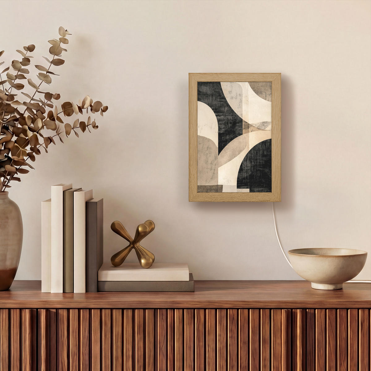 NÁSTĚNNÁ LAMPA Abstraktní - Tvary - Moderní - Béžová 15x20 cm - šedá, kompozitní dřevo (15/20/8cm) - OnlyWow