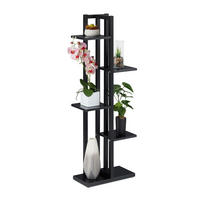 PFLANZENREGAL - Schwarz, Holzwerkstoff/Metall (43/117/22cm) - Relaxdays