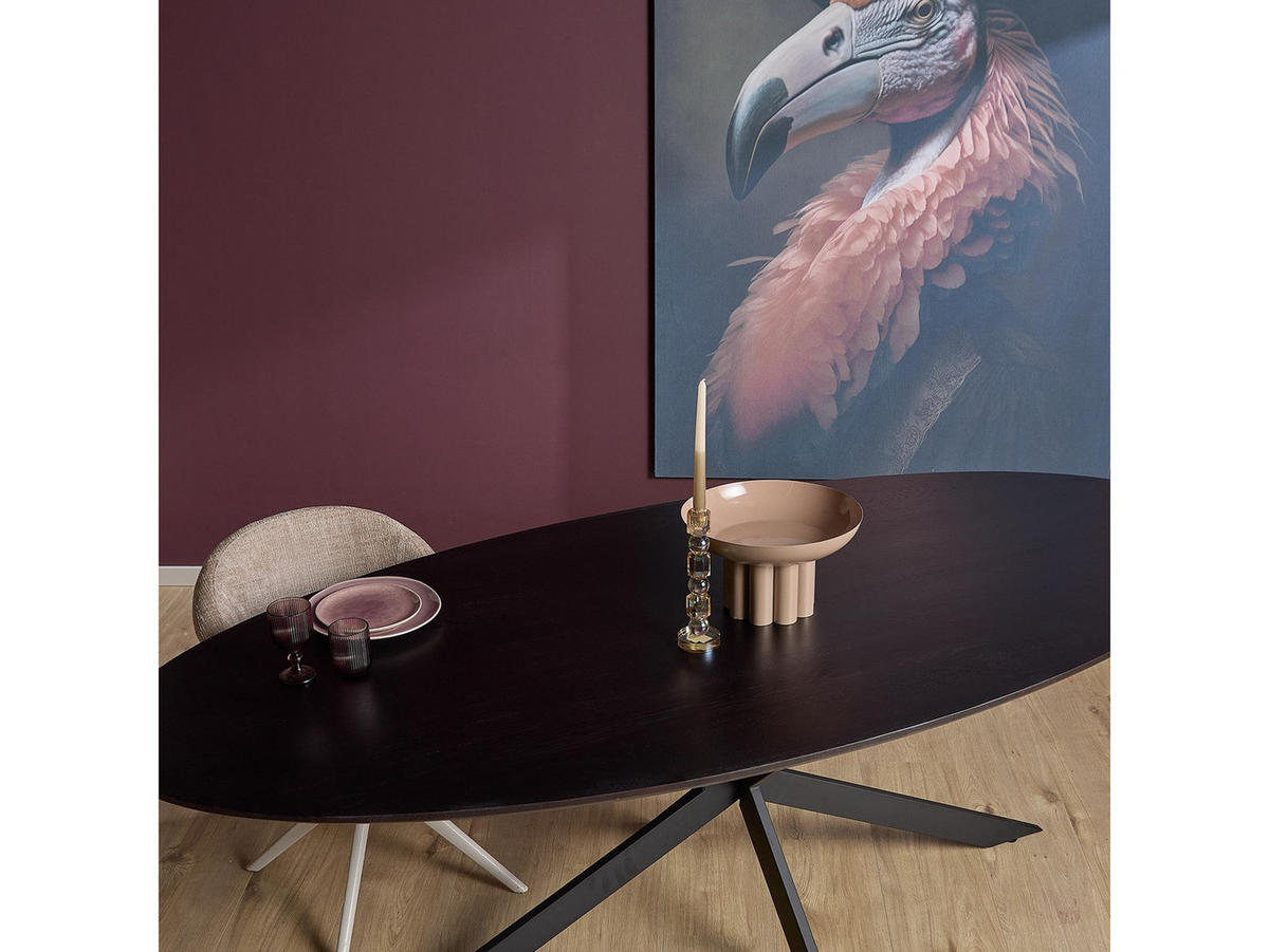 ESSTISCH Ferro Oval 180 cm X 90 cm Schwarz - Schwarz, Holz (90/180/76cm) - Villa Möbel
