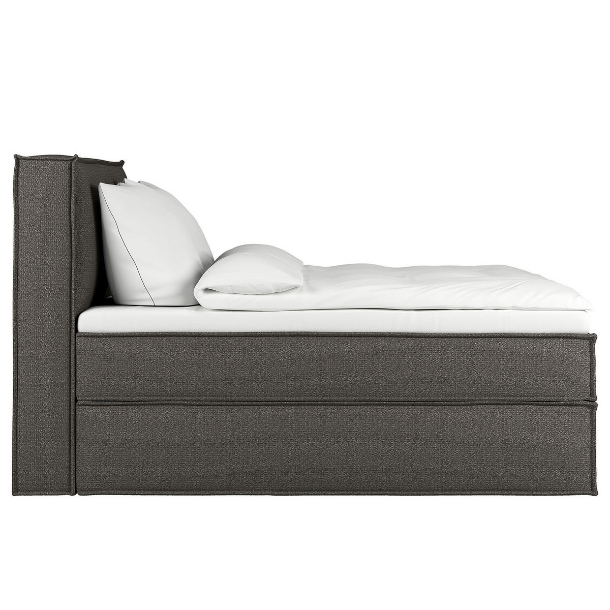 BOXSPRINGBETT mit Kopfteil - Premium - Braun, Textil (180/200cm) - home24