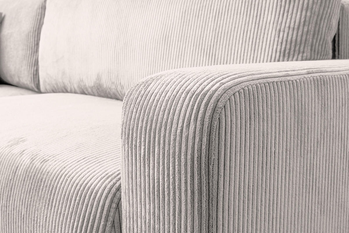 ECKSOFA LUNA mit Schlaffunktion und Bettkasten Cord-Stofff (Beige) - Beige, Textil (244/142cm) - VENASI MÖBEL