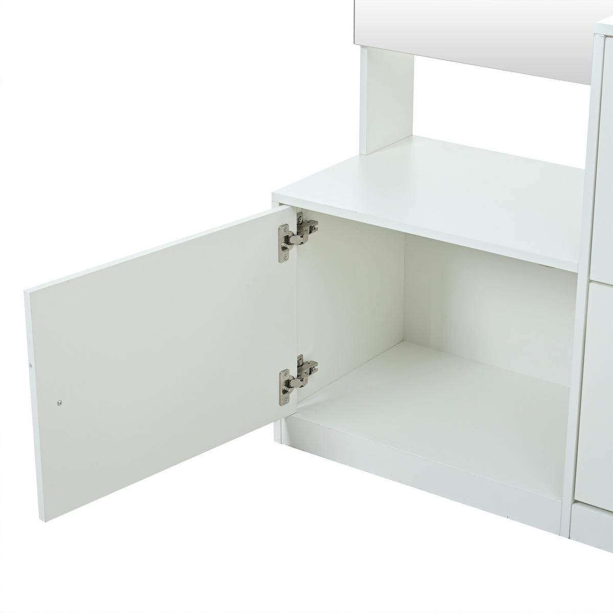 SCHUHSCHRANK aus Spanplatte 85x40x180cm in Weiß mit Spiegel - Weiß, Holzwerkstoff (85/180/40cm) - Modfu