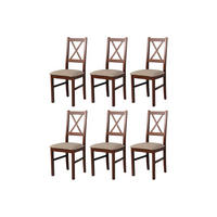 STUHL Nilo 10 (6er Set) - Walnussfarben/Bronzefarben, Holz (43/94/40cm) - Leaf Design