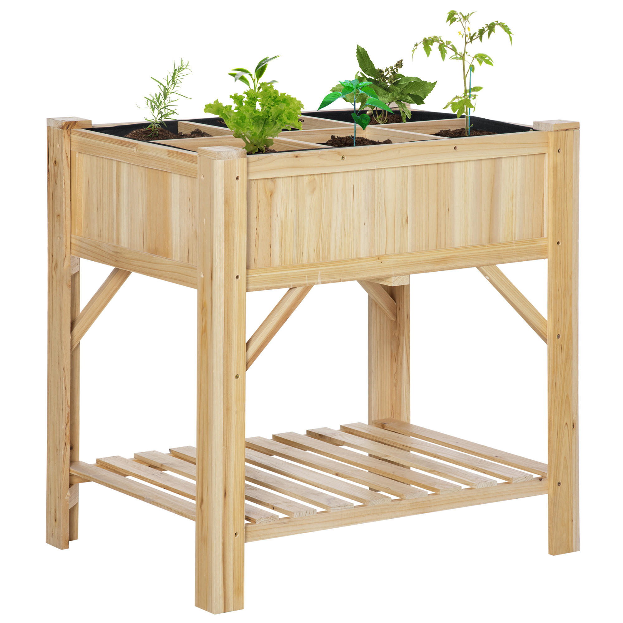 HOCHBEET, Gemüsebeet mit 6 Fächern, 78,5 x 58 x 81 cm - Multicolor, Holzwerkstoff (78.5/81/58cm) - FORIOUS