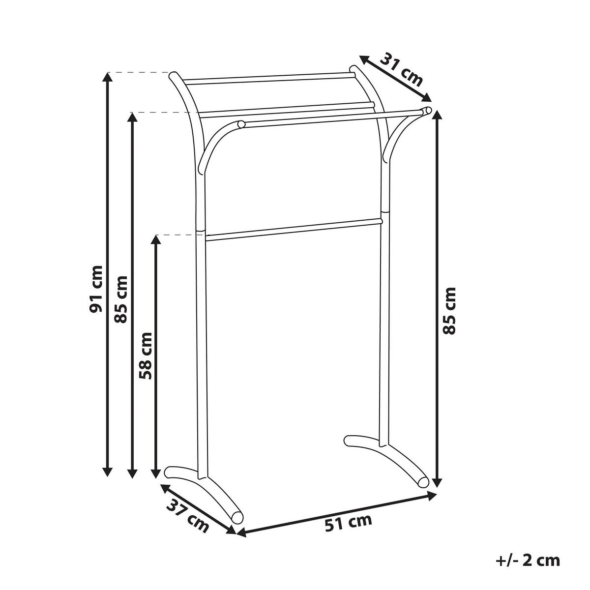 HANDTUCHSTÄNDER Stahl silber 51 x 91 cm Yopal - Silberfarben, Metall (51/91/37cm) - Beliani