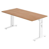 SCHREIBTISCH Serie-O 80/160/74 cm in Nussbaumfarben/Weiß - Nussbaumfarben/Weiß, Holzwerkstoff (80/160/74cm) - bümö