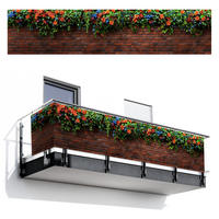BALKON-SICHTSCHUTZ Blumen - Wand - Grün - Orange - Rotbraun, Kunststoff (500/110cm) - MuchoWow