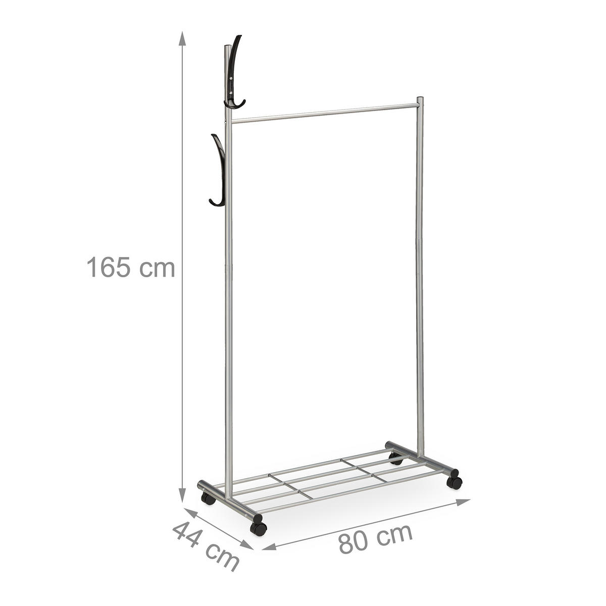 GARDEROBE - Silberfarben, Kunststoff/Metall (80/165/44cm) - Relaxdays