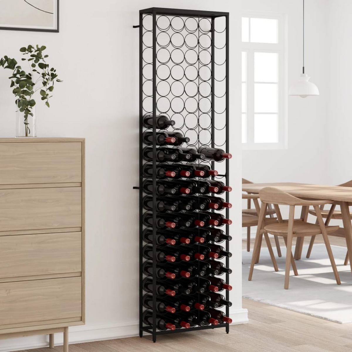 WEINREGAL Schwarz Eisen - Schwarz, Metall (18/200/54cm) - vidaXL
