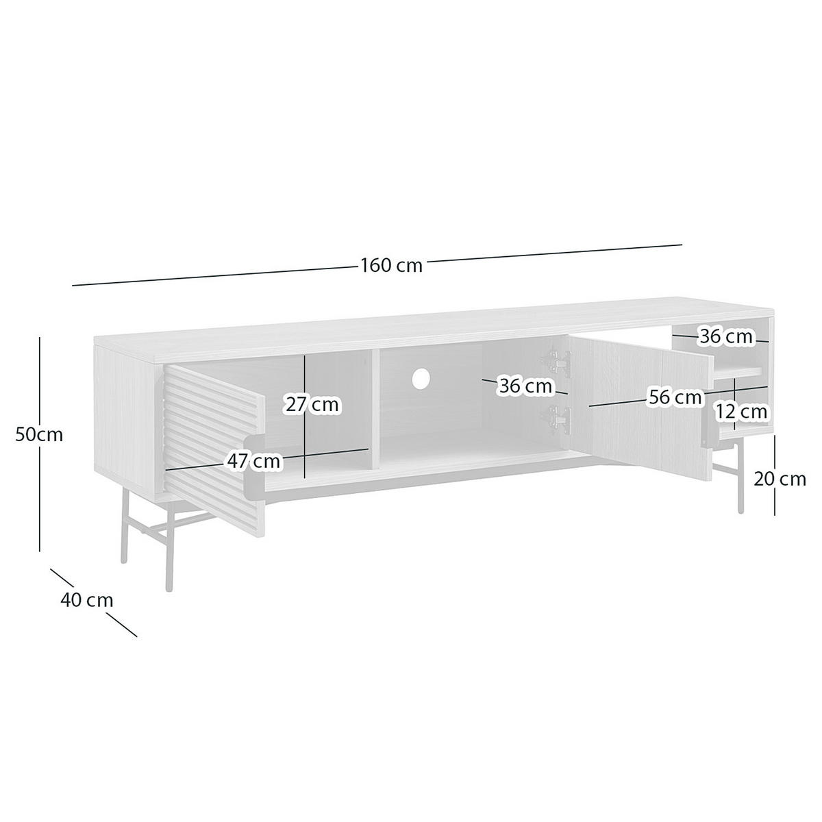 TV-LOWBOARD KNIVS - 160 CM - Walnussfarben/Schwarz, Holzwerkstoff (160/50/40cm) - home24