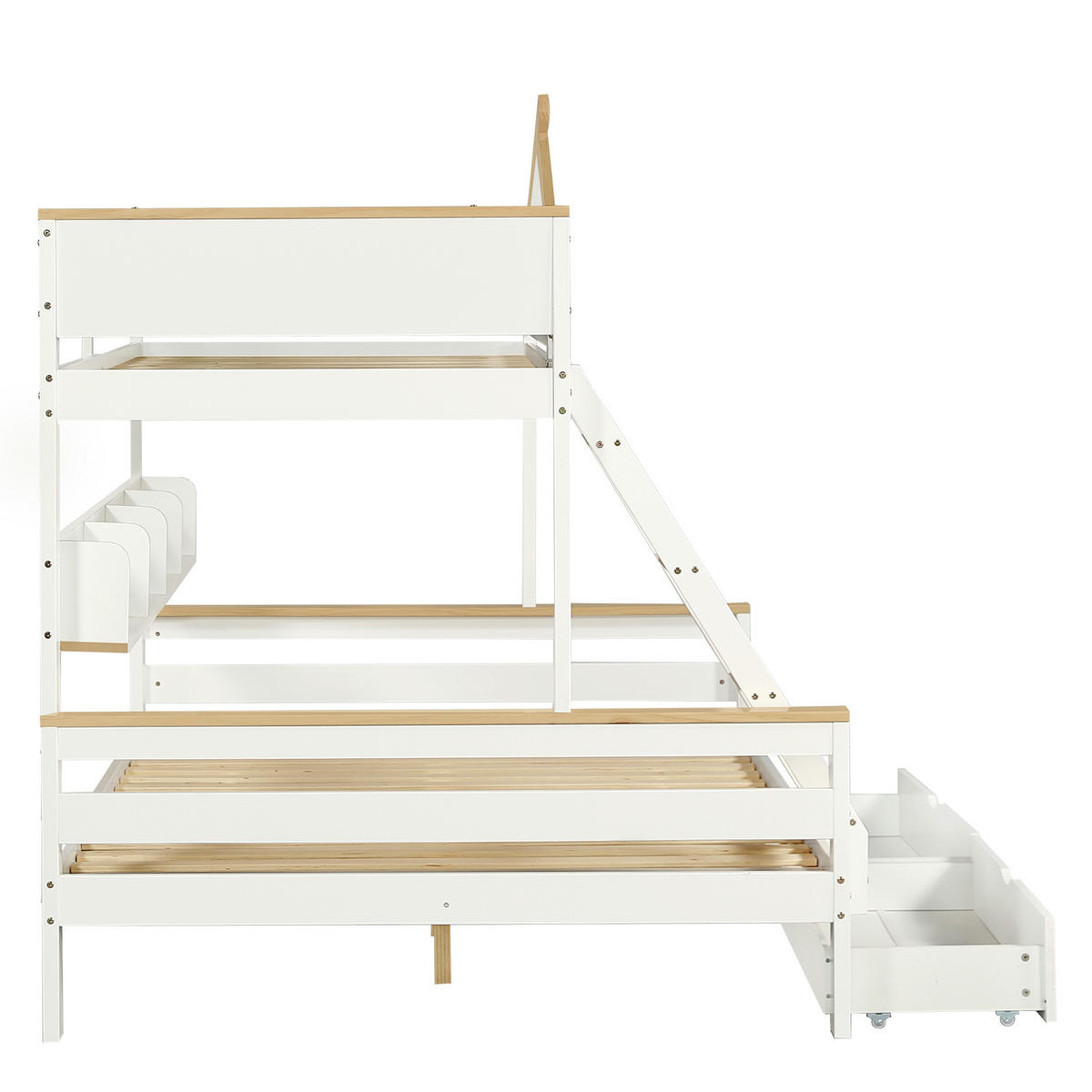 ETAGENBETT Modell Fenster Weiß Natur - Naturfarben, Holz (140/200cm) - ComfortXL