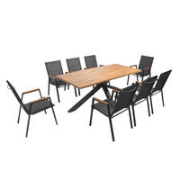GARTENSET 9-tlg., Grau - Eichefarben, Holz - Oviala