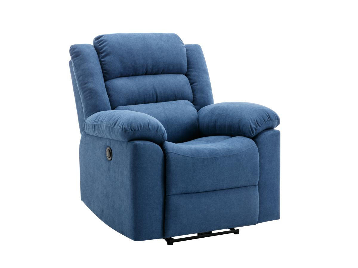RELAXSESSEL elektrisch - Stoff - Blau - BUROLO - Blau, Textil (95/103/92cm) - Vente-Unique