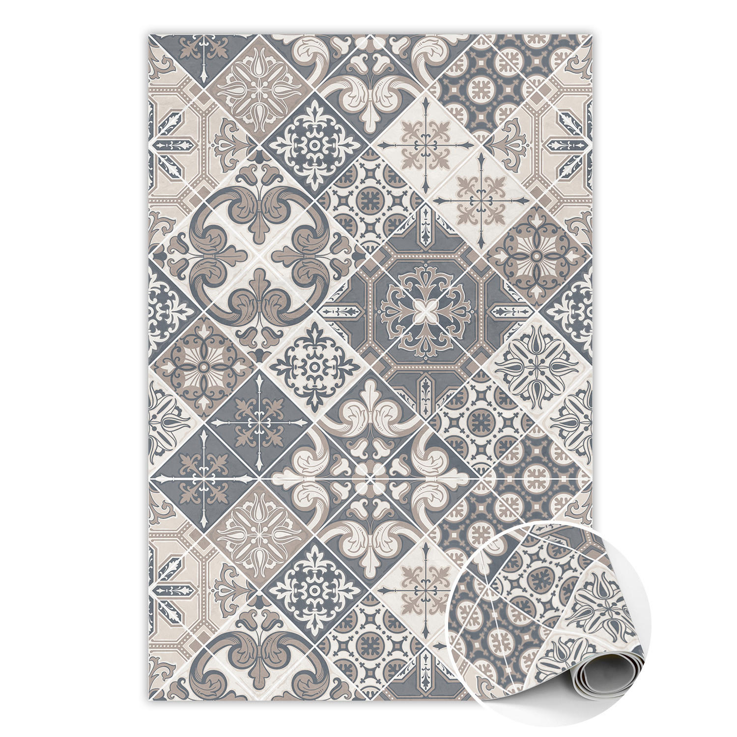 VINYL TEPPICH 140x210 cm Katalanische Blumen - Beige, Kunststoff (140/210cm) - TULUP