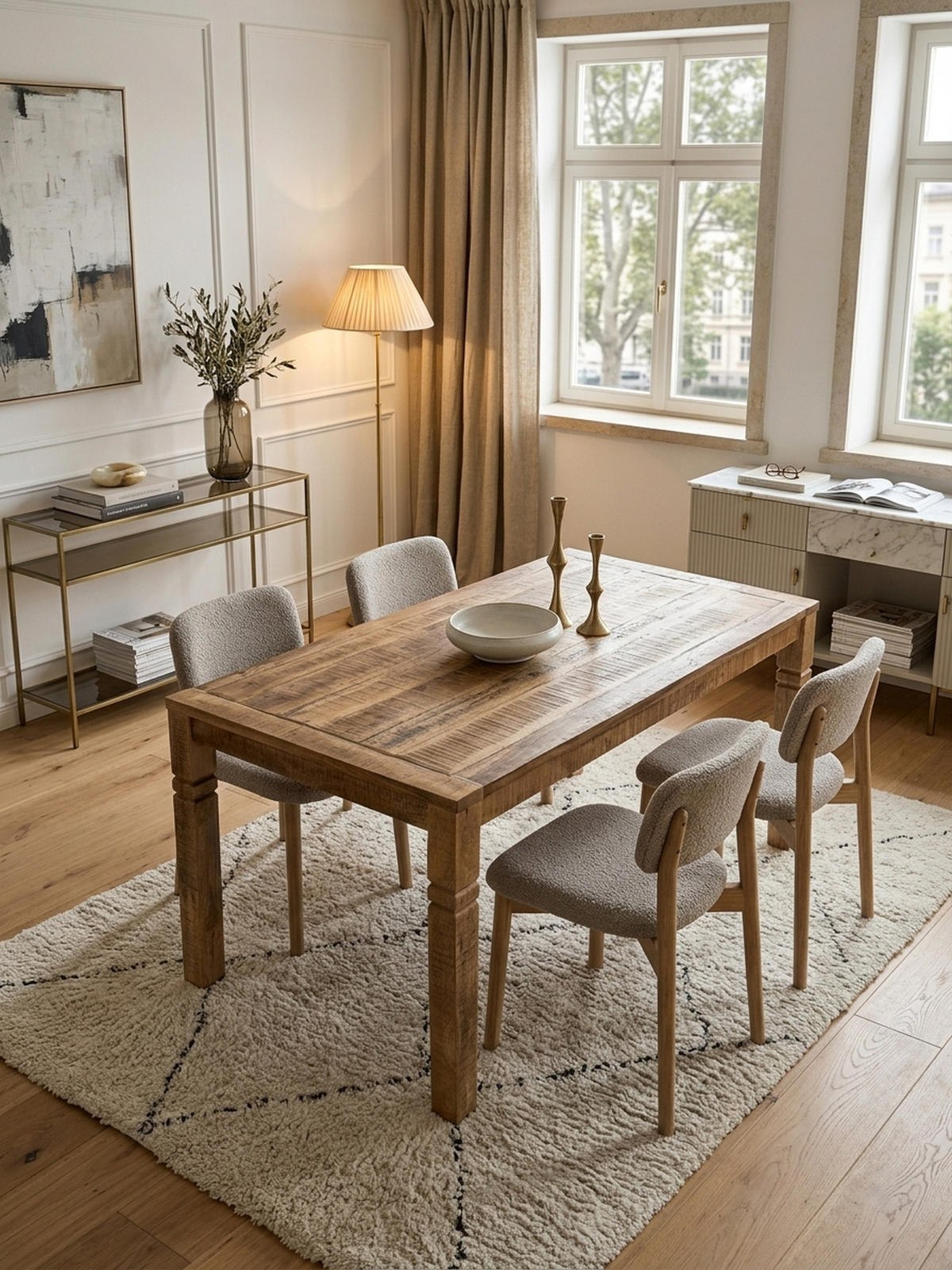 ESSTISCH – Mango Massivholz 120 cm Landhausstil Schnitzereien - Braun, Holz (70/120/76cm) - KADIMA DESIGN