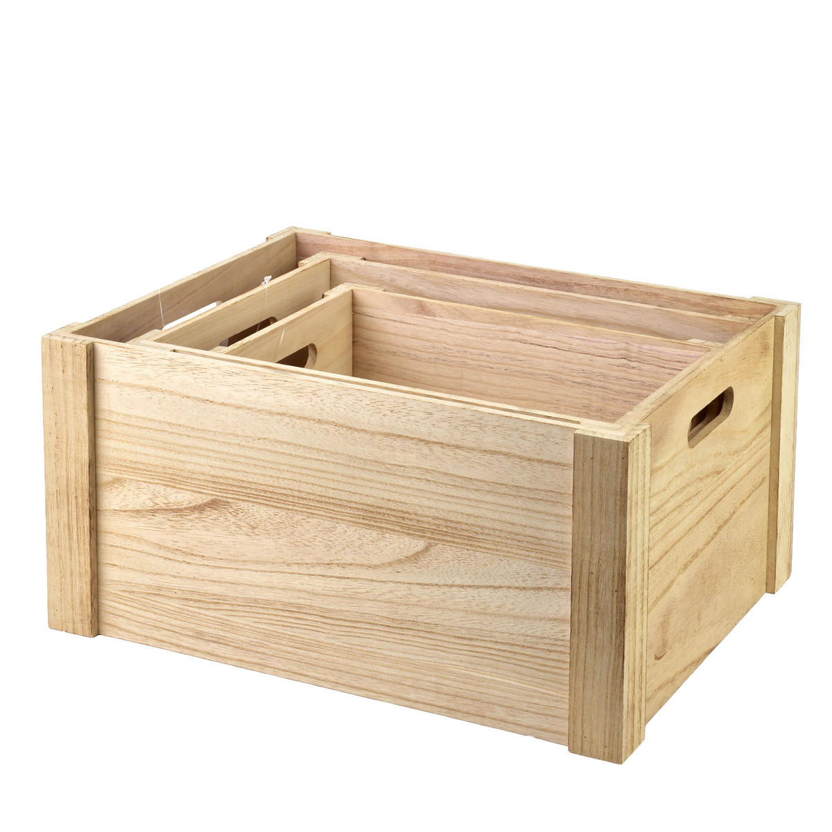 HOLZKISTEN Rino 3er Set Naturfarbe 40x30x20 cm Holz - Naturfarben, Holz (30/20/40cm) - Mondex