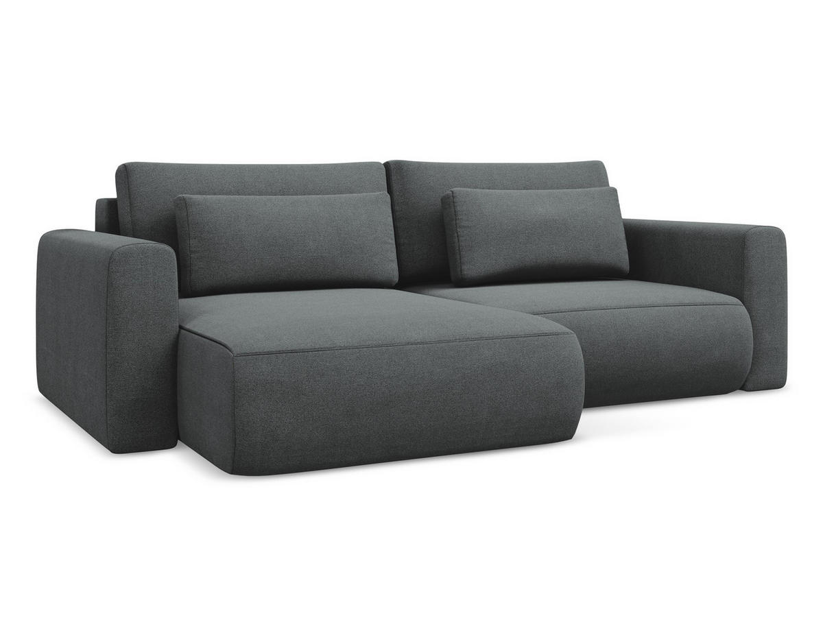 ECKSOFA mit Schlaffunktion Strukturstoff Stoff Grau - Schwarz/Grau, Kunststoff/Textil (149/240cm) - Makamii