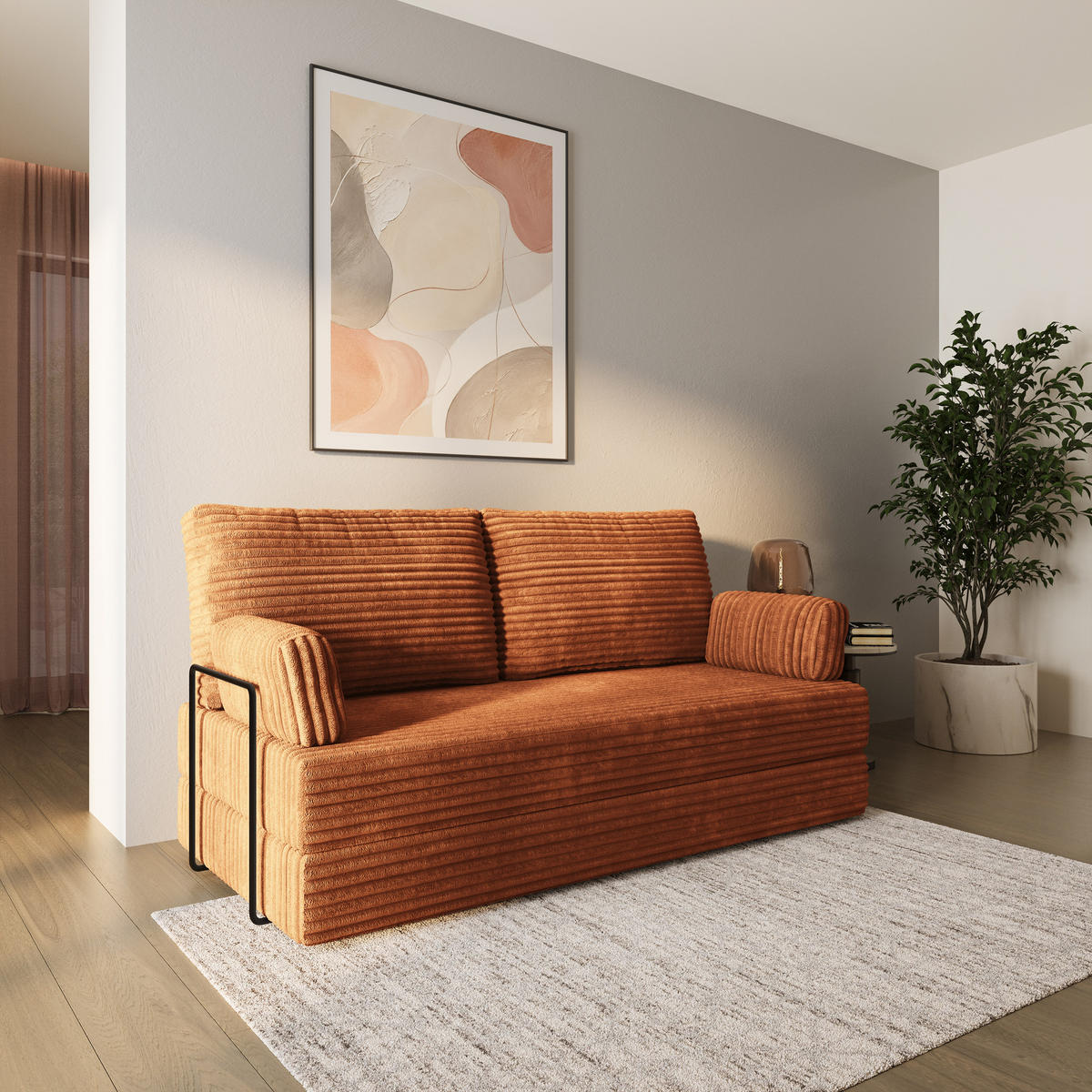 BETTSOFA SILAR aus Schaumstoff Cordstoff Braun Schlaffunktion - Braun, Textil (170/86/80cm) - MASSENO