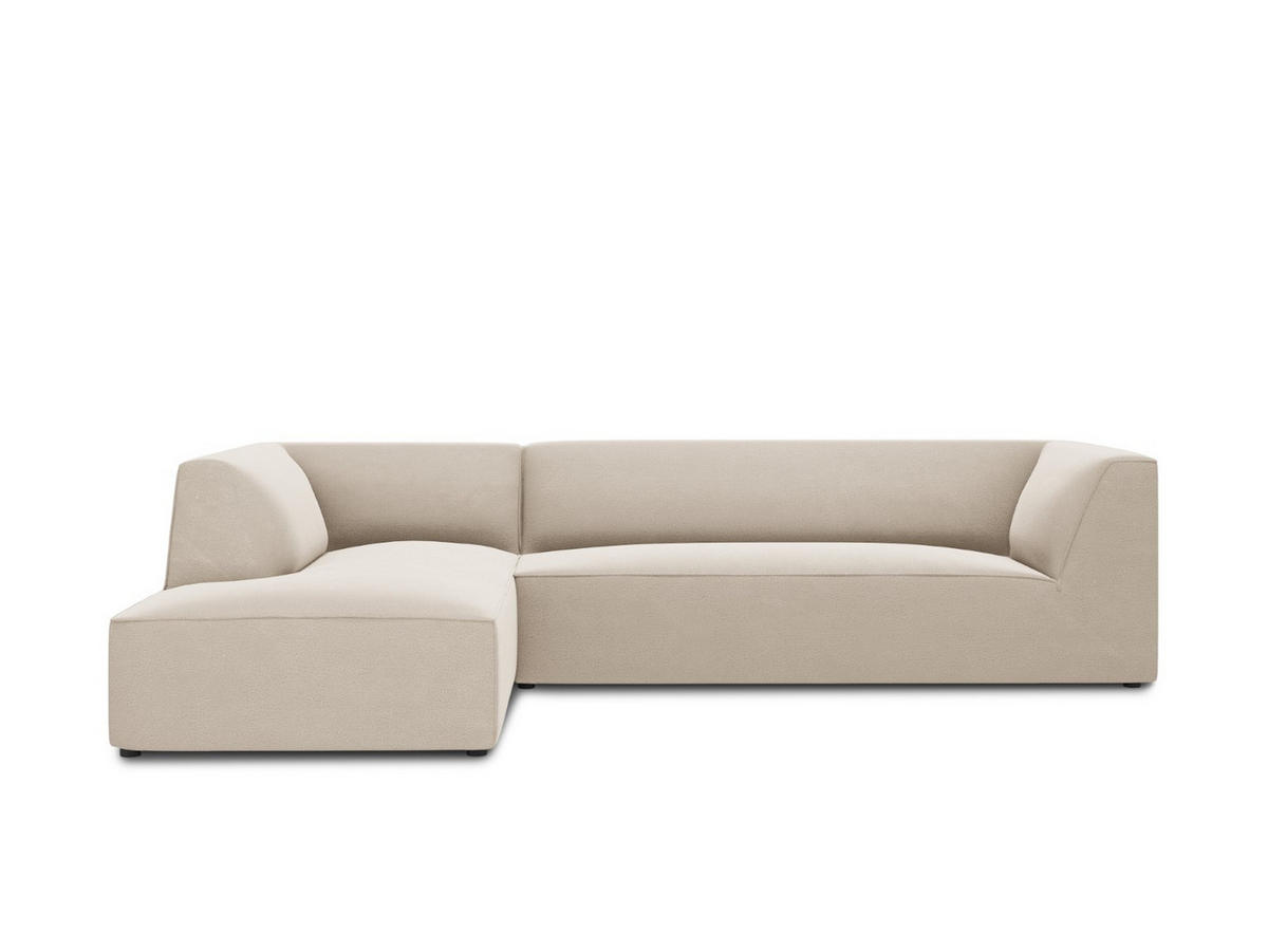 ECKSOFA links Ruby aus Samt beige 4 Sitzplätze - Beige, Textil (180/273cm) - Micadoni