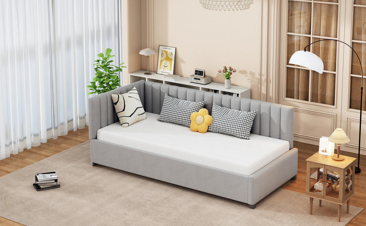 POLSTERBETT 90x200 cm Samt grau - Grau, Textil (90/200cm) - Fortuna Lai
