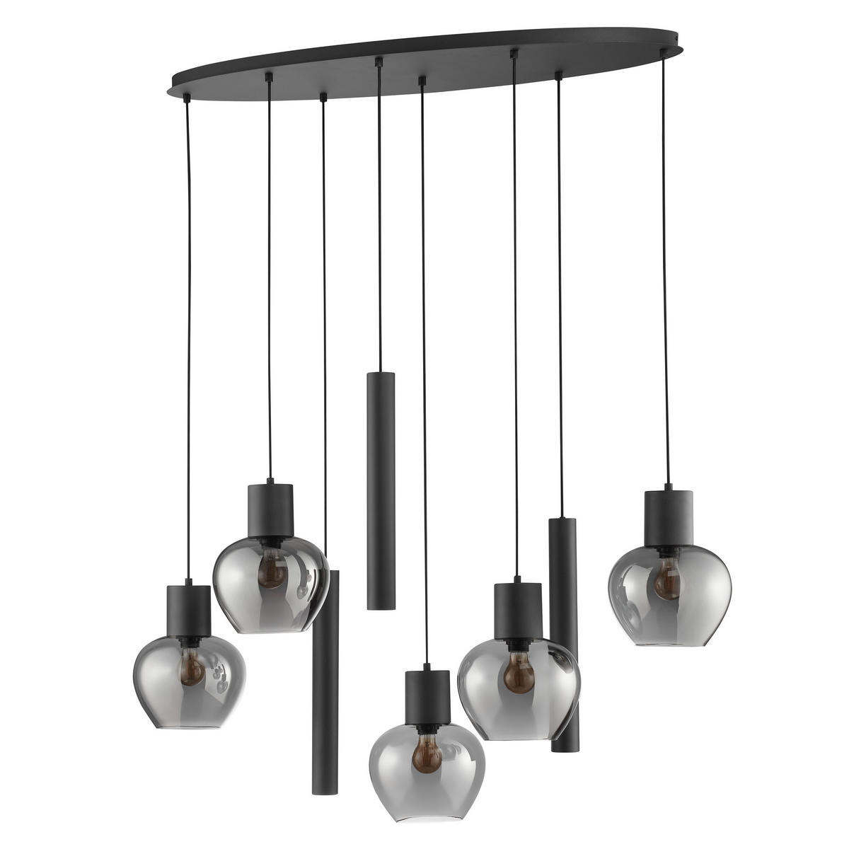 LED DECKENLEUCHTE Ligari Schwarz/Rauchglas 48/126/150 cm - Multicolor, Kunststoff (48/126/150cm) - Brilliant