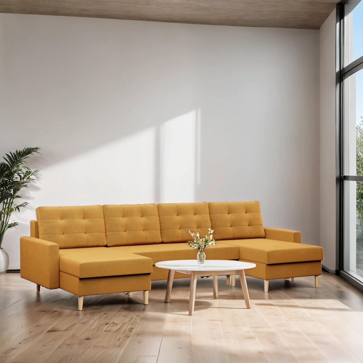 WOHNLANDSCHAFT Blank gelb - Gelb, Textil (294/92/140cm) - SIMKAM Furniture