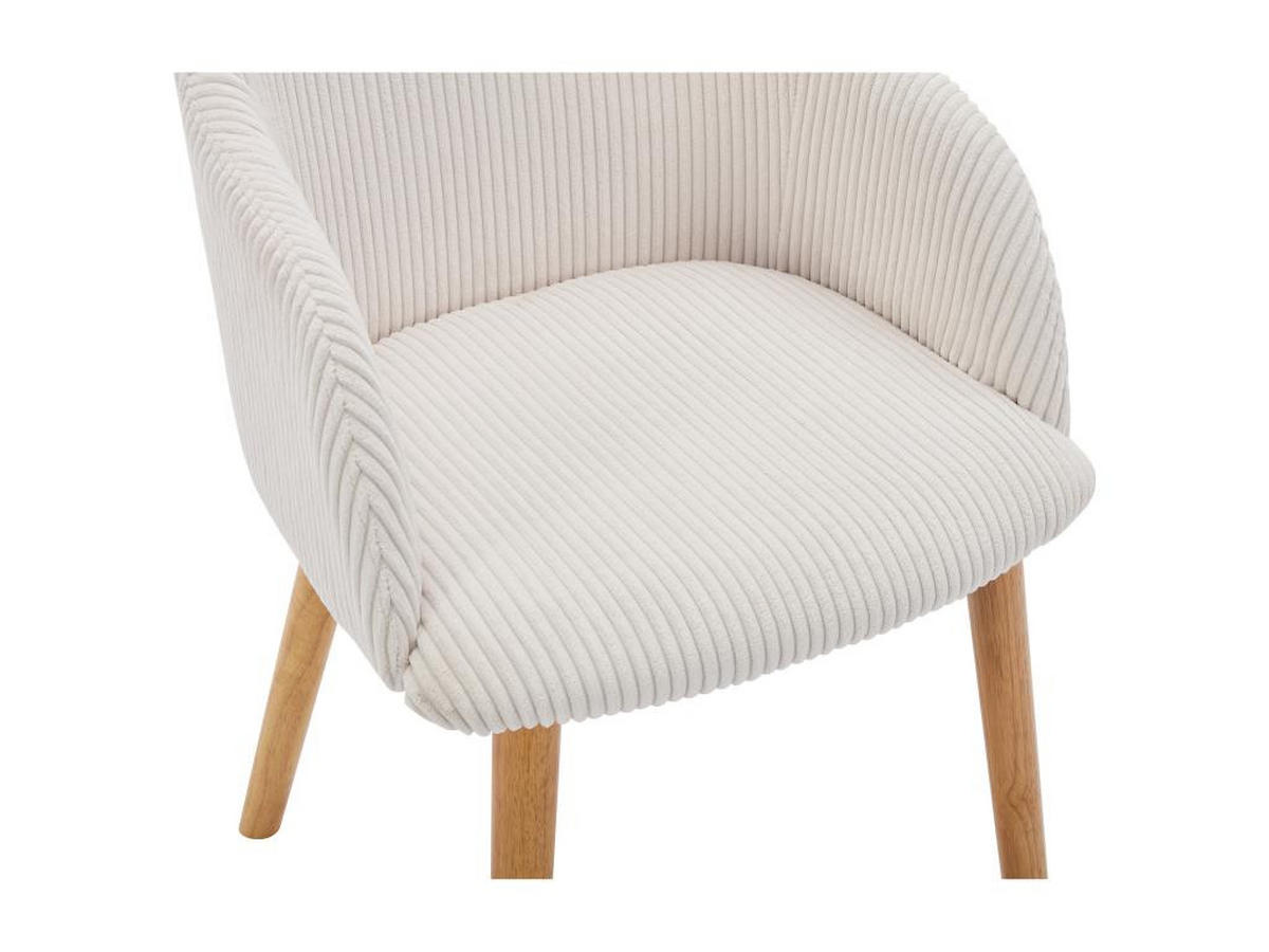 STUHL mit Armlehnen 6er-Set - Cord & Kautschukholz - Cremefarben - JELISA - Creme, Textil (56/79/54cm) - Vente-Unique