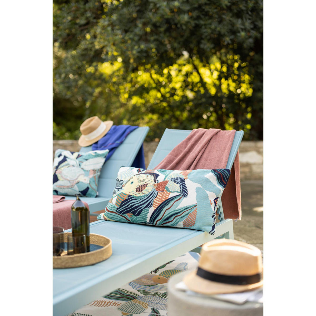 OUTDOOR-KISSEN Dori lagunenblau 40 x 65 cm - Türkis, Textil (40/65cm) - Vivaraise
