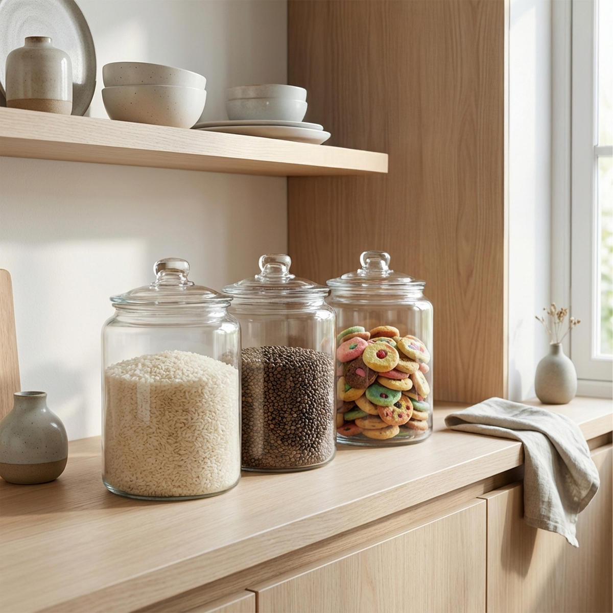 SKLENICE na potraviny - průhledná, sklo (20/30/20cm) - Relaxdays