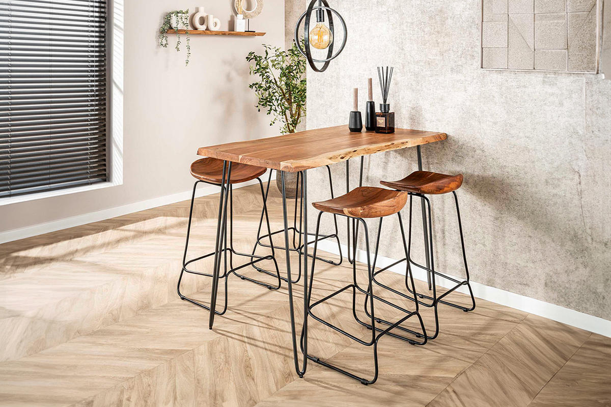 BARHOCKER LEMMY 4ER SET Braun Holz - Braun, Holz (42/73/40cm) - KAWOLA