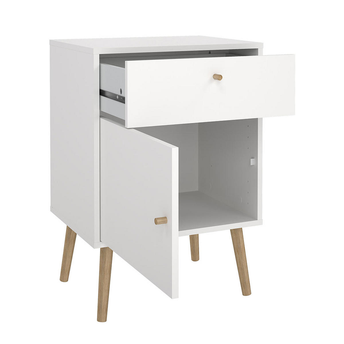 NACHTTISCH, Bodo, Weiß, Holzwerkstoff, 51 x 40 x 73 cm - Weiß, Holzwerkstoff (51/73/40cm) - ebuy24