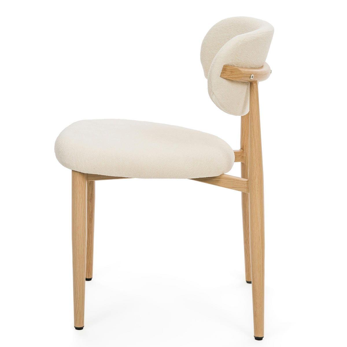 STUHL ALMO gepolstert Beine in Holzoptik - creme - Boucle - Eichefarben/Creme, Textil/Metall (47/77/54cm) - NEW HOME