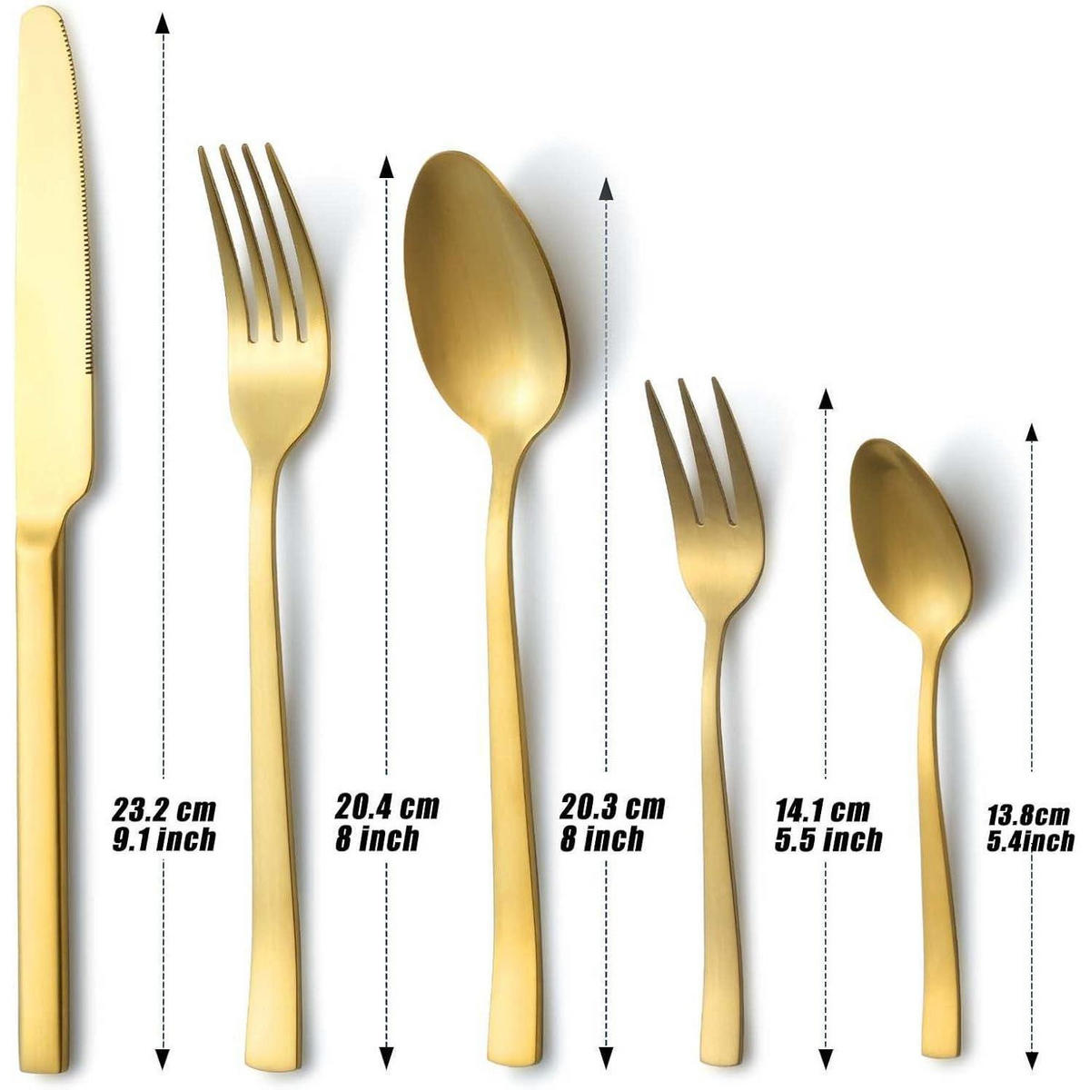 BESTECKSET 60-teilig Gold matt für 12 Personen - Goldfarben, Metall