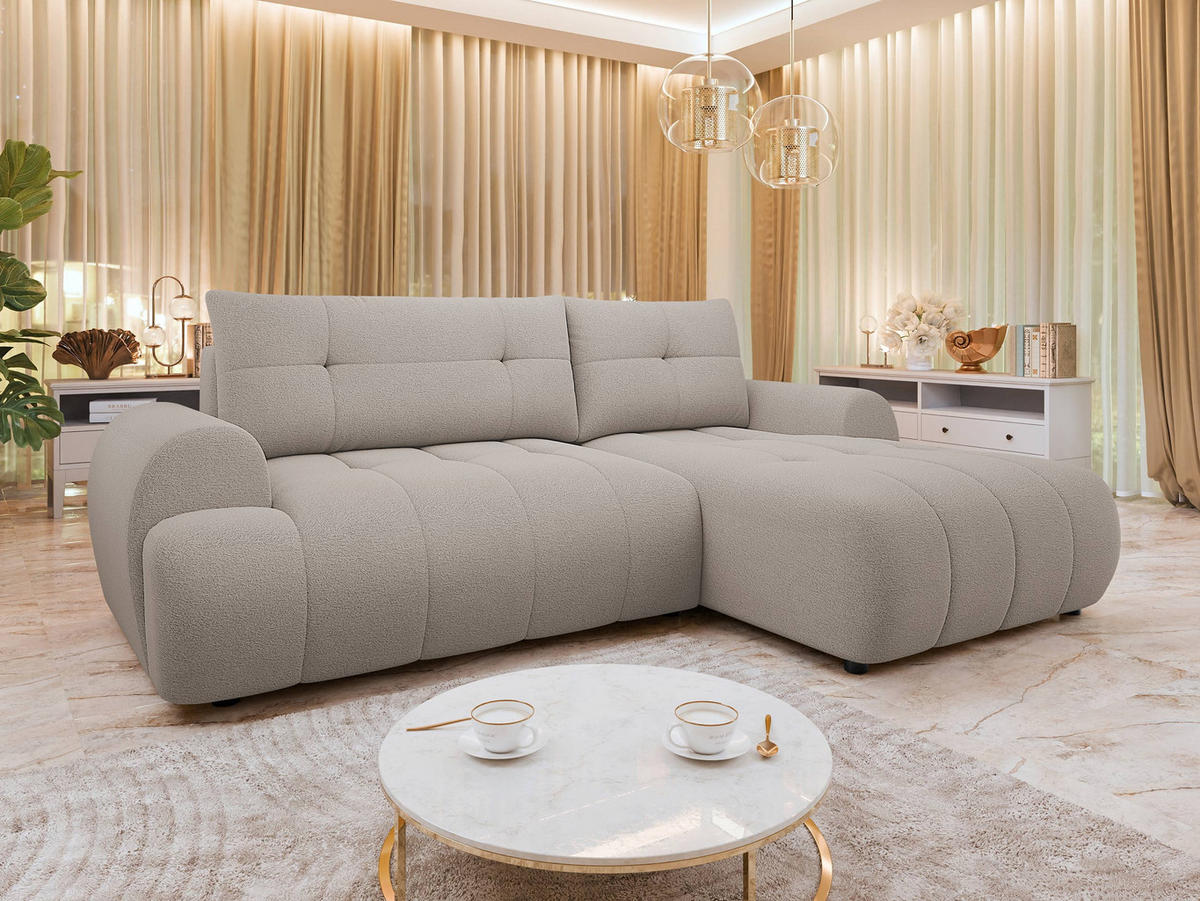 ECKSOFA Fiorano, Seite: Rechts - Beige/Schwarz, Holz/Kunststoff (265/177cm) - MIRJAN24