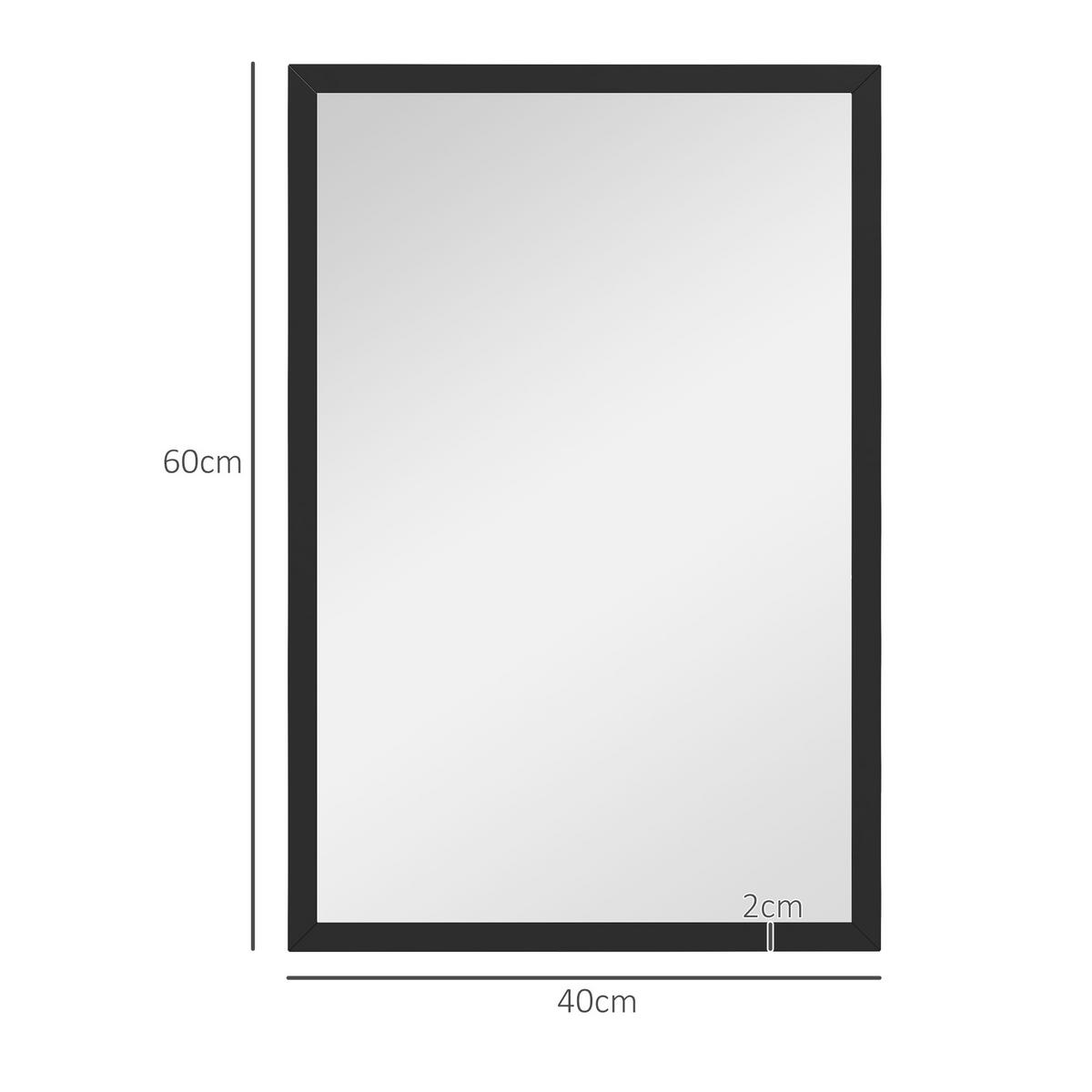 WANDSPIEGEL DE-14259 60x40 cm, schwarzer Holzrahmen Schwarz - Schwarz, Glas (40/60/2cm) - ComfortXL