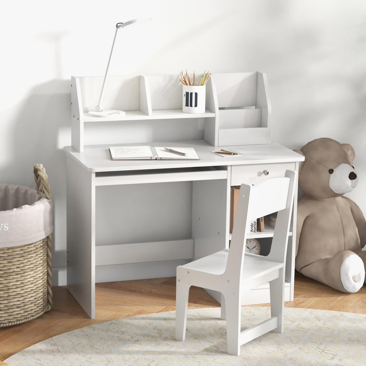SCHREIBTISCH-SET DE-17508 Weiß - Weiß, Holzwerkstoff (90/90/45cm) - ComfortXL