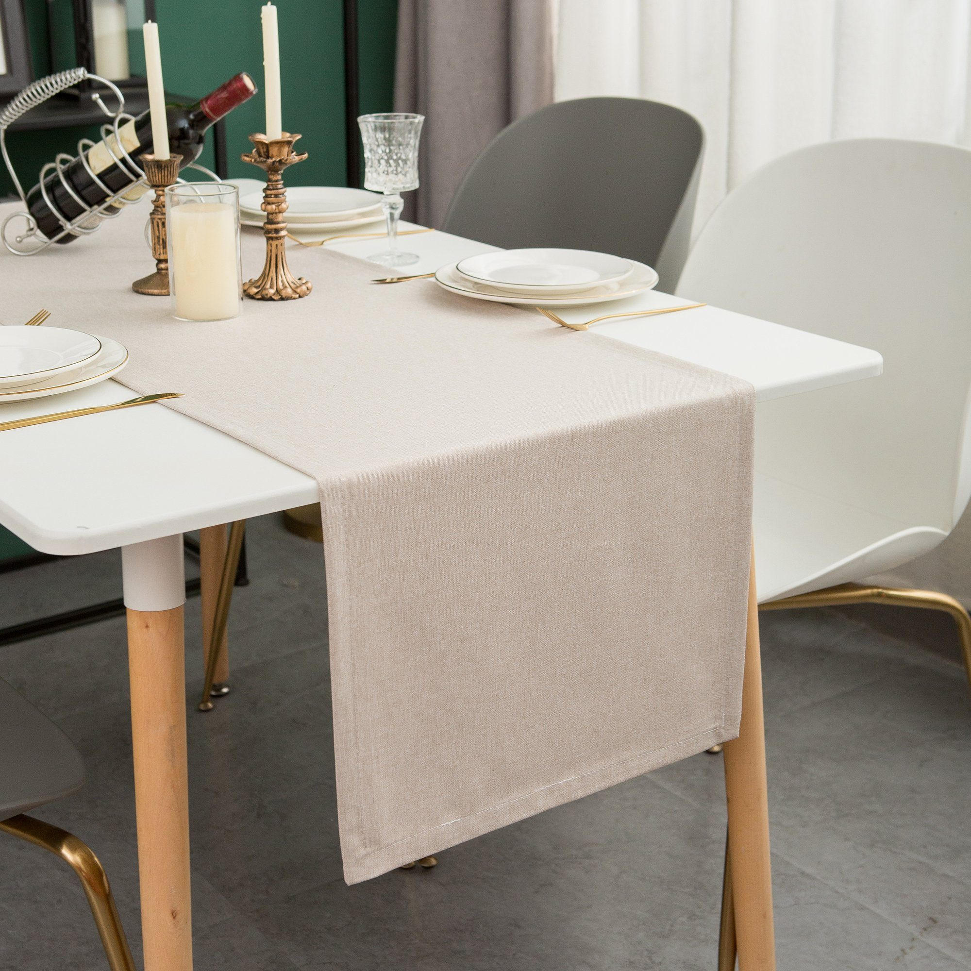 TISCHLÄUFER modern abwaschbar, wasserabweisend, Lotuseffekt, 40x180 cm, Beige - Beige, Textil (40/180cm)