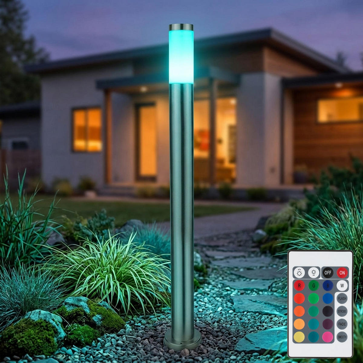 LED WEGELEUCHTE Silber RGB RGB - Silberfarben, Kunststoff (7.8/7.8/110cm) - Globo Lighting