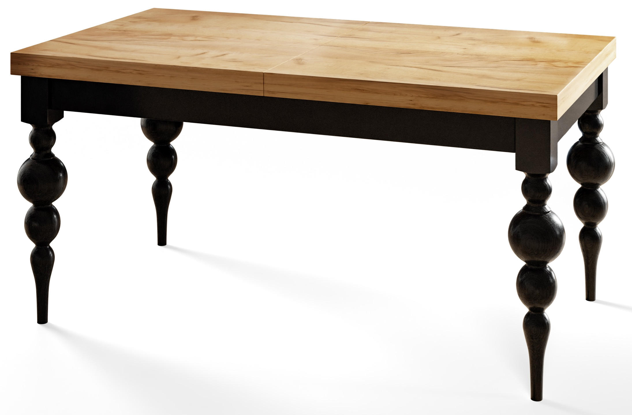 ESSZIMMERTISCH LENA, ausziehbarer Tisch 120-160X80X78,5 cm, Farbe: CRAFT, mit Tischbeinen in Farbe Schwarz - Schwarz/Braun, Holzwerkstoff (120/80/79cm) - Alpi-Möbel