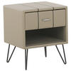 NACHTTISCH beige Kunstleder schwarze Metallbeine 41/48/56 cm Betin - Beige, Kunststoff/Textil (48/56/41cm) - Beliani