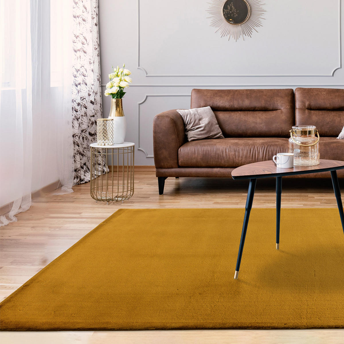 HOCHFLOR-TEPPICH Topia 400 Goldgelb 200x290 cm - Gelb, Textil (290/200cm) - carpet city