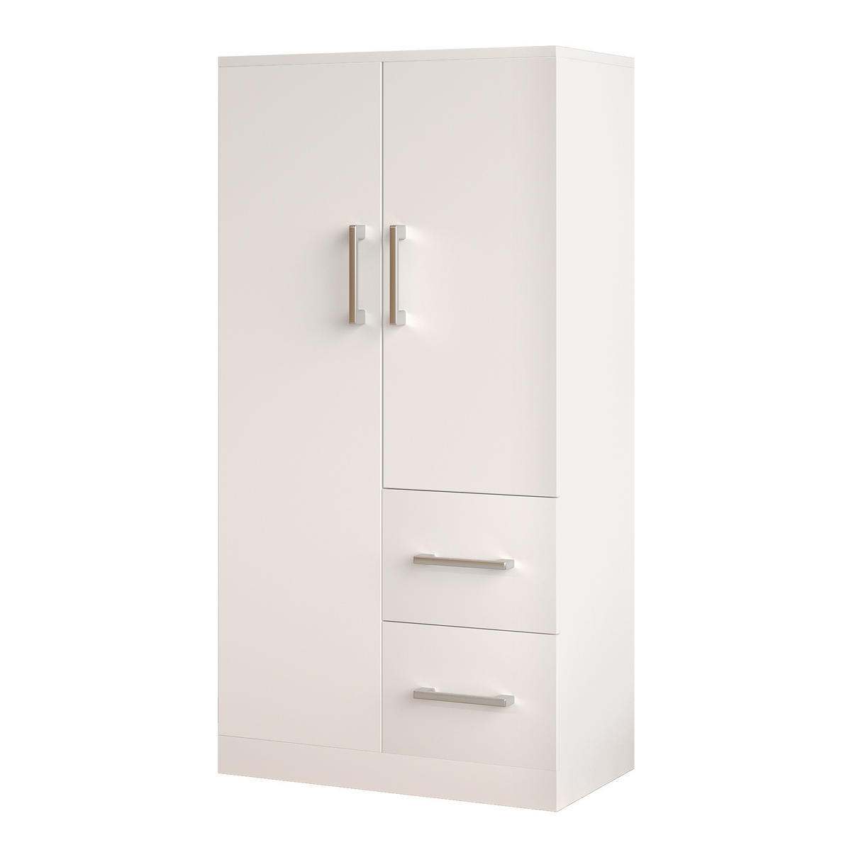 KLEIDERSCHRANK 70/40/135 cm mit 2 Drehtüren und 2 Schubladen in Weiß - Weiß, Holz (70/135/40cm) - BEAOK