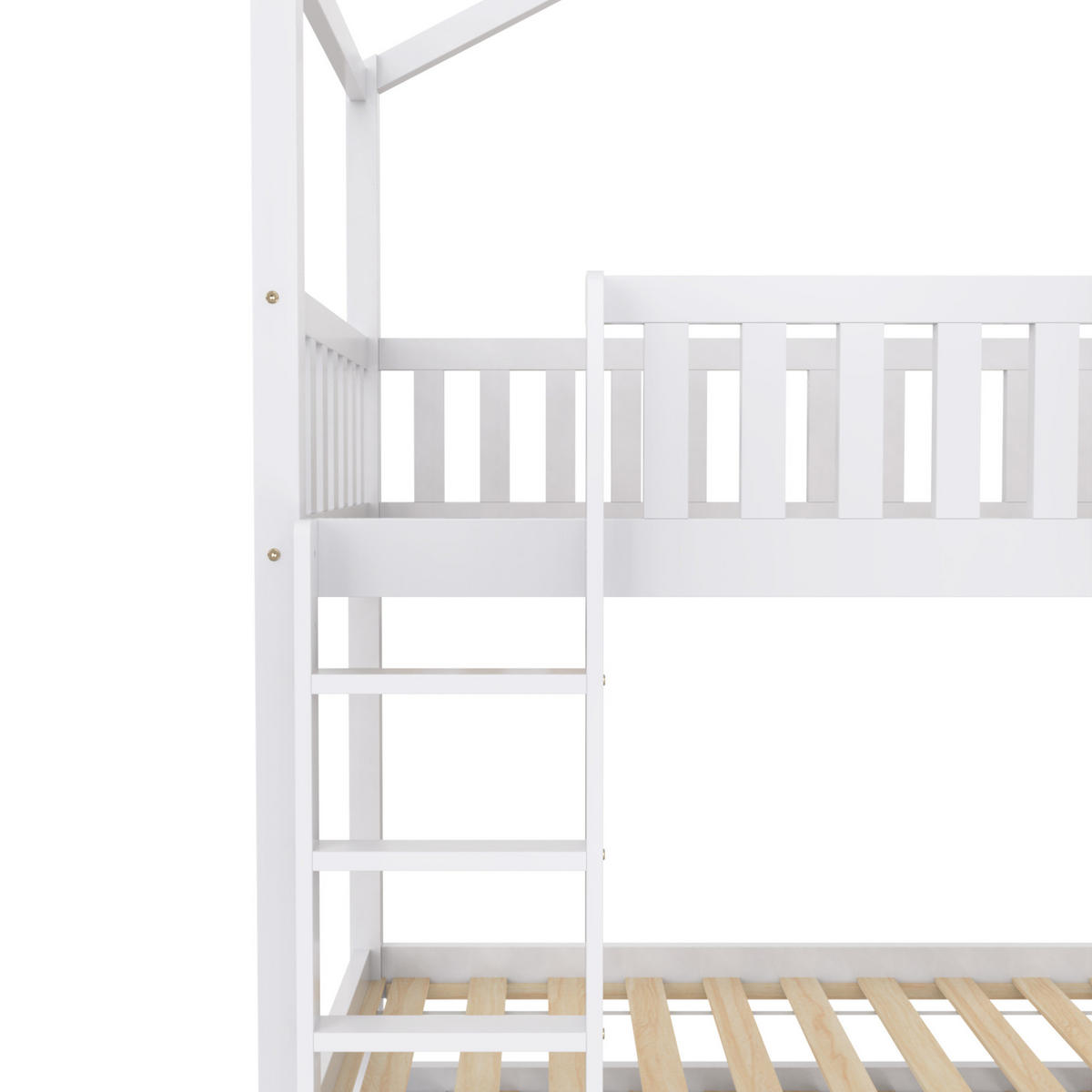 HAUSBETT 90/200 cm in Weiß – aus Kiefernholz mit Rollbett - Weiß, Holz (90/200cm) - BEAOK