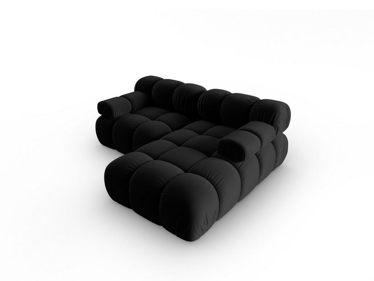 MODULARES-ECKSOFA rechts Bellis aus Samt schwarz 3 Sitzplätze - Schwarz, Textil (157/191cm) - Micadoni