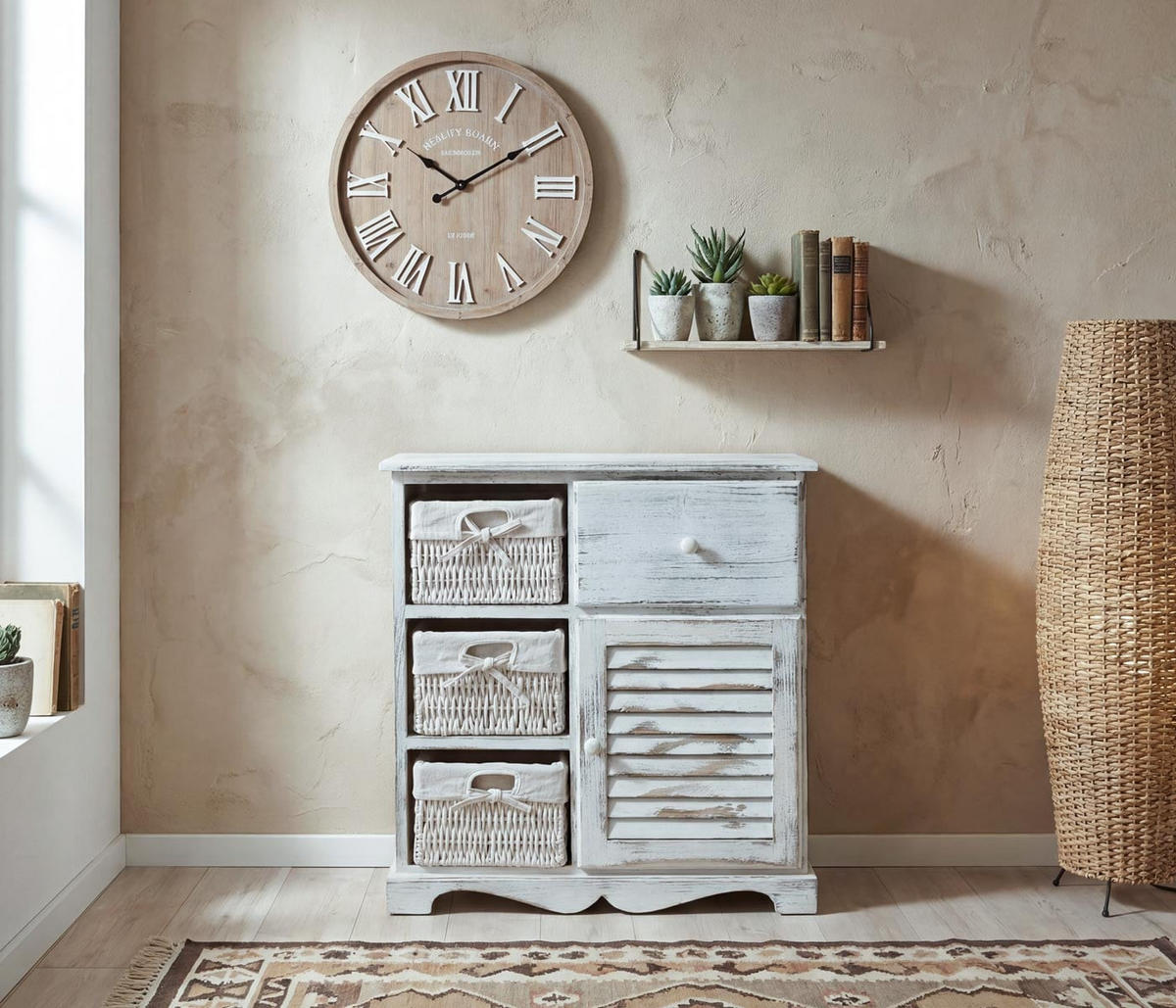 KOMMODE SCHRANK MIT 3 KÖRBEN Weiß - Weiß, Holz (60/63/30cm) - MCW