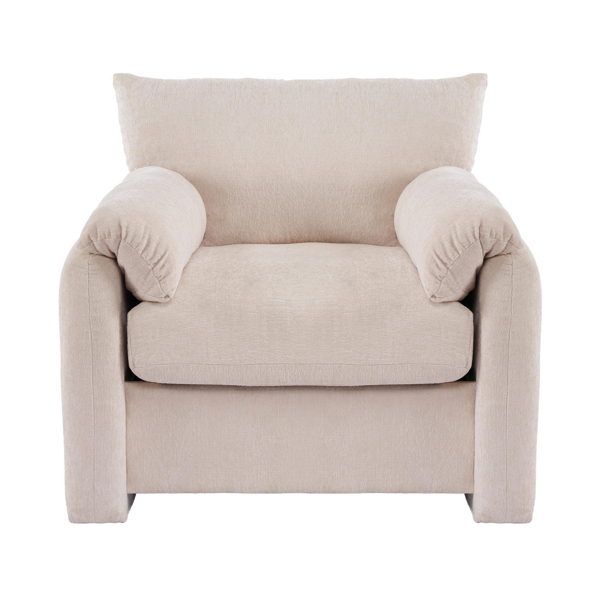 SESSEL mit Armlehnen 96 x 82 x 84 cm Chenille Beige - Beige, Holzwerkstoff (82/84/96cm) - Meubliv